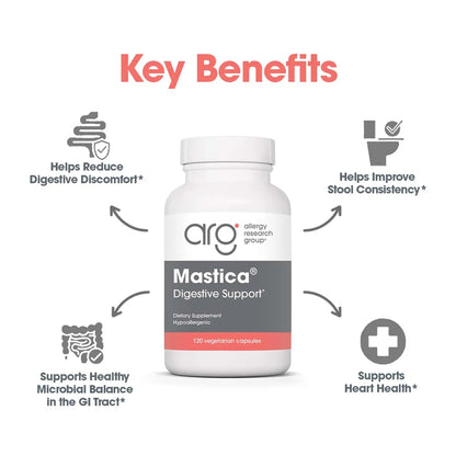 Allergy Research Group Mastica - 500 mg Mastic Gum Capsules for Digestive Support (120 Count) BritishVita | Premium UK Vitamins & Wellness Supplements