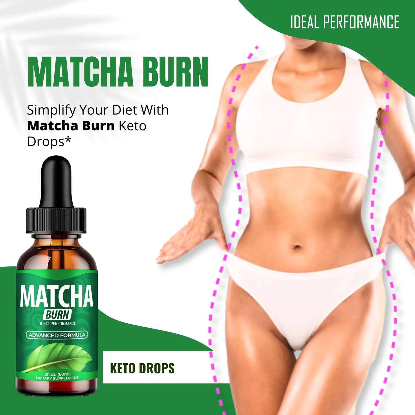Matcha Burn Drops – Official Maximum Strength Keto Liquid Formula (1 Pack)
