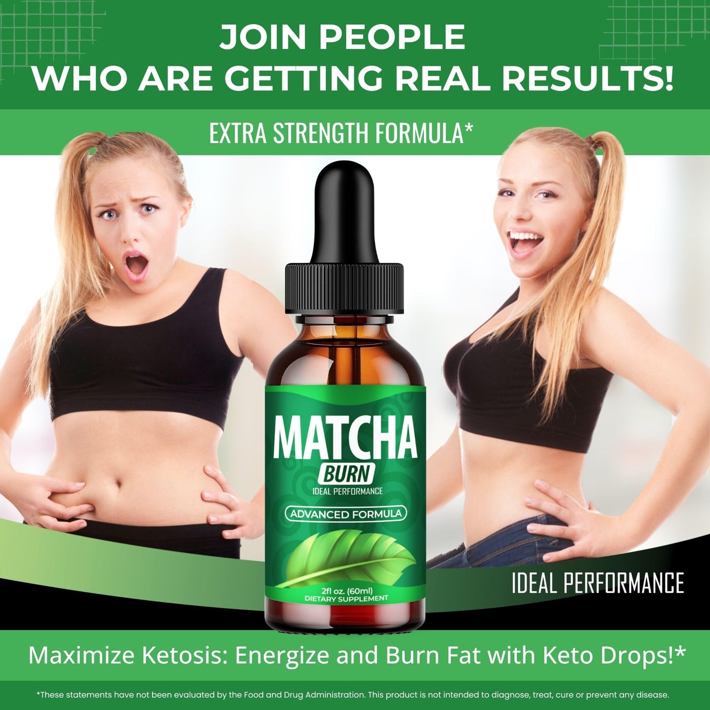 Matcha Burn Drops – Official Maximum Strength Keto Liquid Formula (1 Pack)