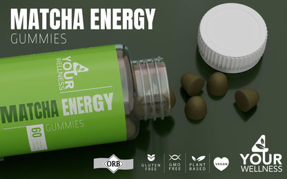 4 Your Wellness Matcha Organic Green Tea Gummies with B12, B3 & CoQ10 – Vegan, Gluten-Free, Non-GMO, Kosher (60 Count)