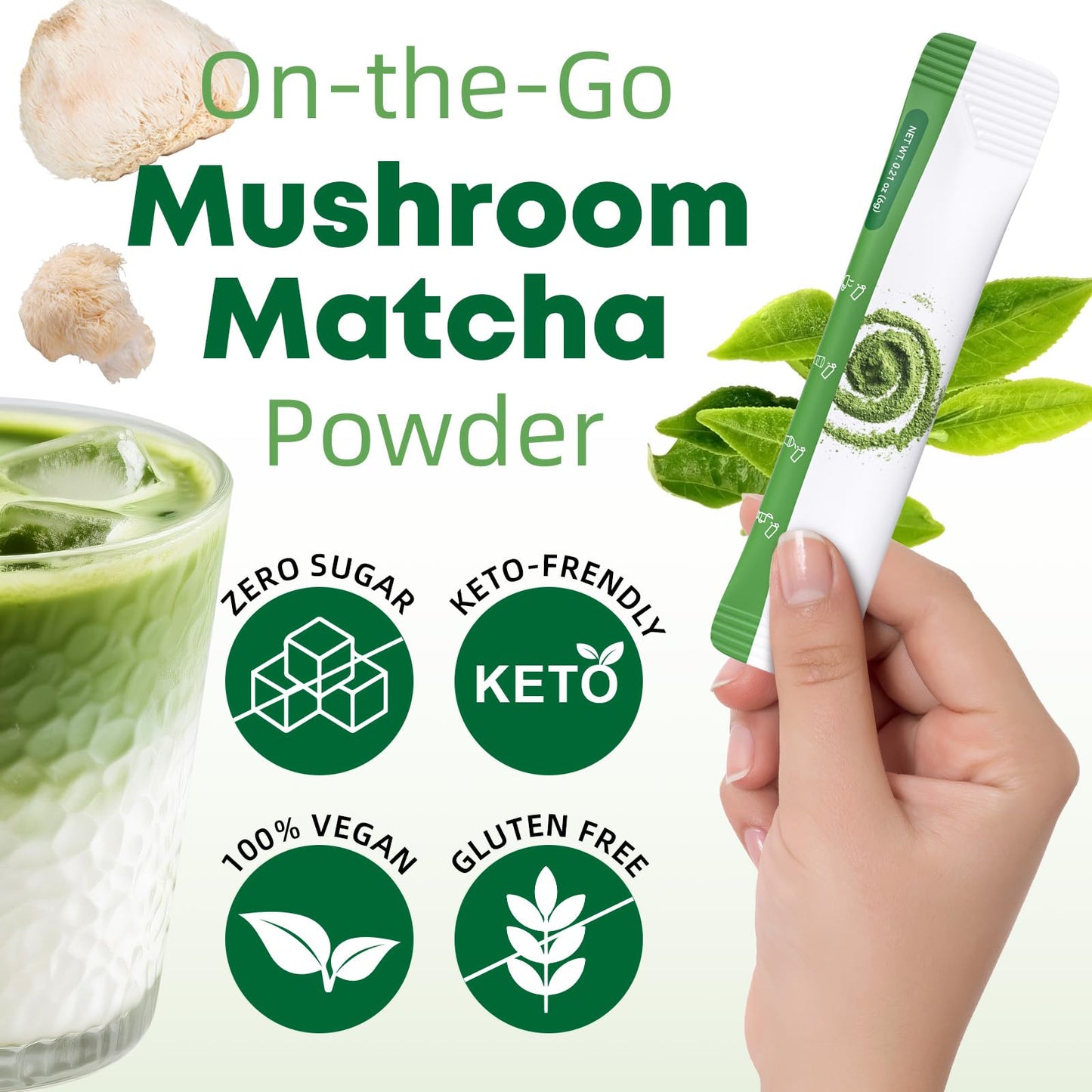 Mushroom Matcha Powder – Organic Ceremonial Grade with Lion’s Mane & Cordyceps