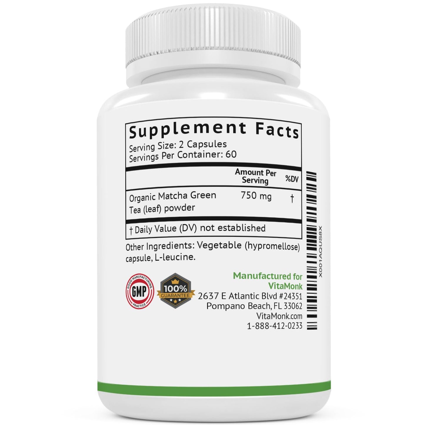 MATCHAMAX Organic Japanese Matcha Capsules | Pure Organic Green Tea Pills for Energy, Calm Focus & Antioxidants | Vegan | 120ct