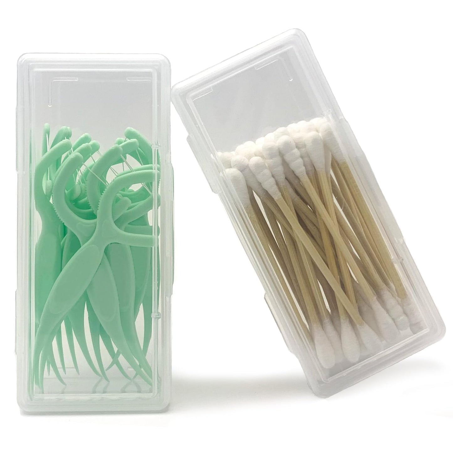 MatFirsmo Cotton Swab Holder for Travel – 2 Pack, Portable Dustproof Case (Clear Plastic)