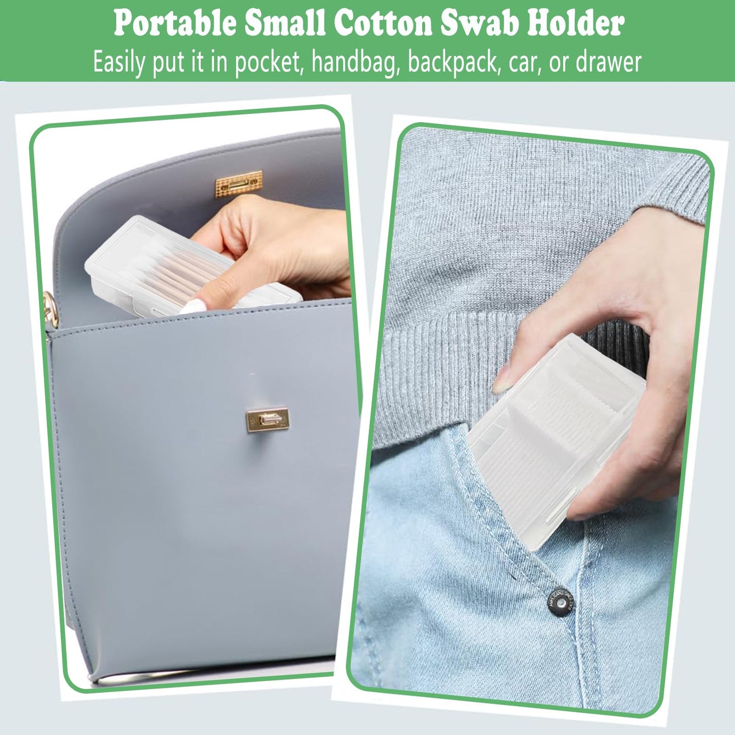 MatFirsmo Cotton Swab Holder for Travel – 2 Pack, Portable Dustproof Case (Clear Plastic)