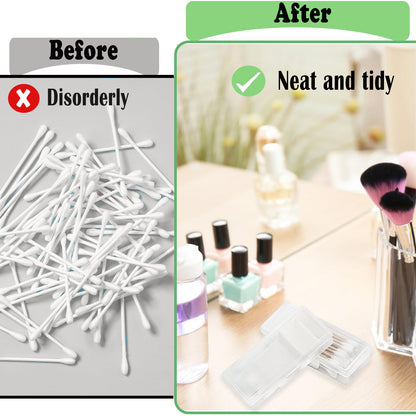 MatFirsmo Cotton Swab Holder for Travel – 2 Pack, Portable Dustproof Case (Clear Plastic)
