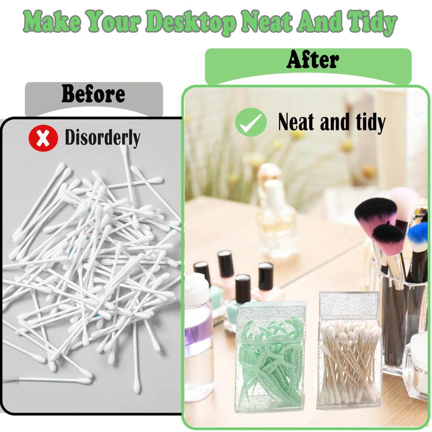 MatFirsmo Cotton Swab Holder for Travel – 2 Pcs, Clear Plastic with Dustproof Lid (Transparent White)