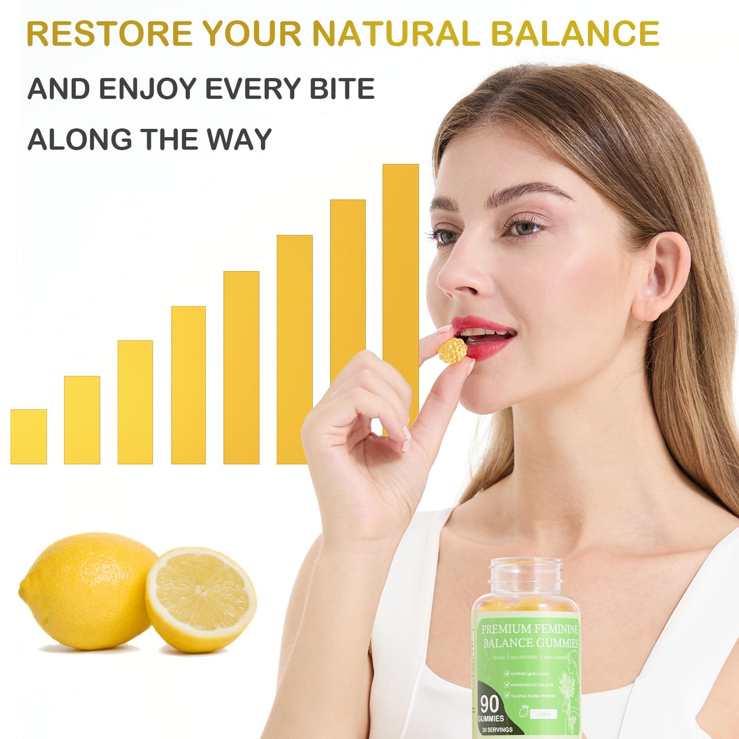 MATOP Premium Feminine Balance Gummies – pH Probiotic for Women, Lemon, Vegan
