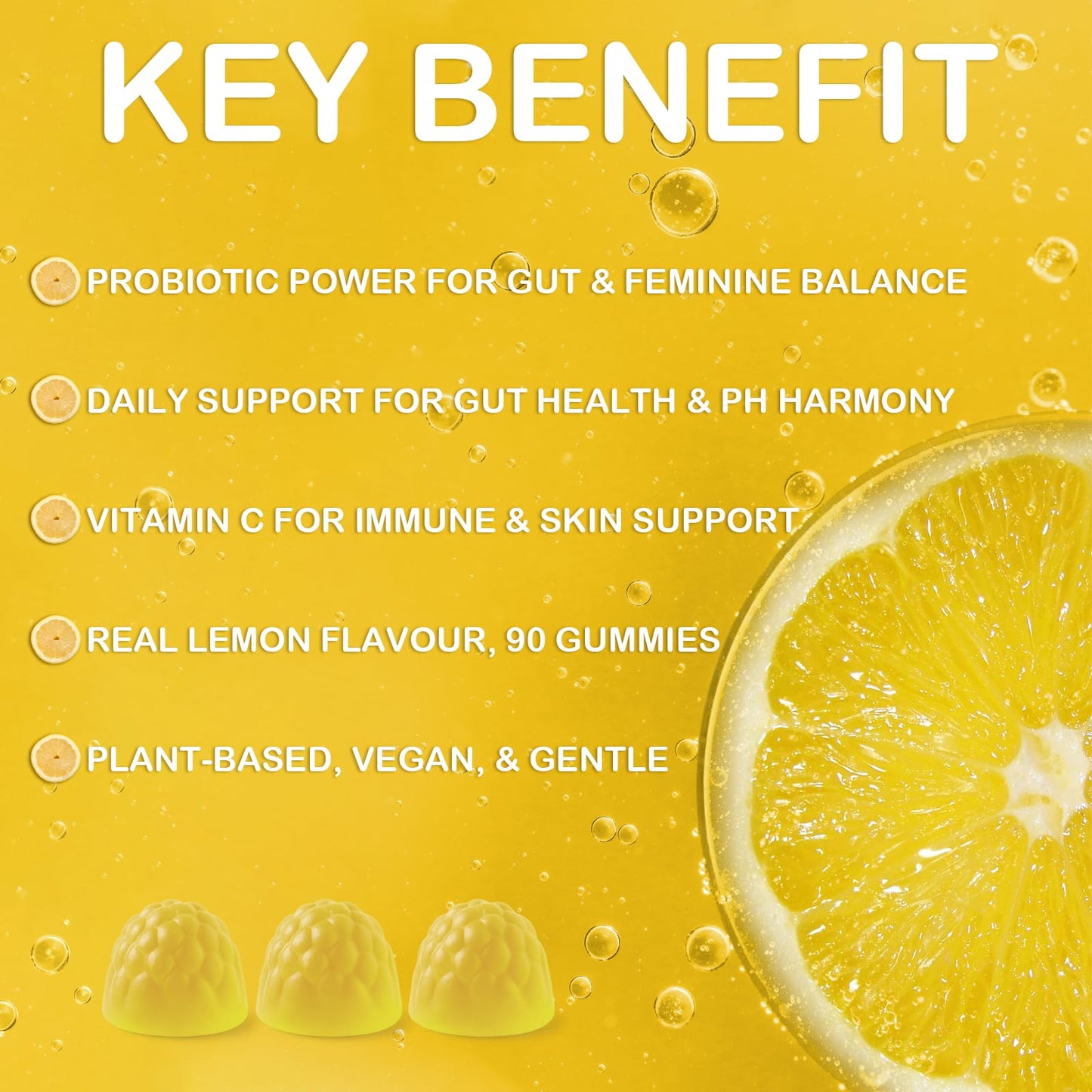 MATOP Premium Feminine Balance Gummies – pH Probiotic for Women, Lemon, Vegan