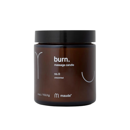 Maude Burn No. 0 - Unscented Jojoba Oil Massage Candle with Hydrating, Skin-Softening Soybean Oil - Paraben, Cruelty + Phthalate-Free Massage Oil Candle - Home + Self Care Gifts for Women & Men (4 oz)