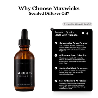 Mavwicks Diffuser Oil (Goddess) – 2oz Premium Essential Oil Blend for Aromatherapy Diffusers | Luxury Home Fragrance