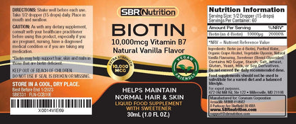 MAX Absorption Biotin Liquid Drops, 10000mcg of Biotin Per Serving, 60 Serving, No Artificial Preservatives, Vegan Friendly, Supports Healthy Hair Growth, Strong Nails and Glowing Skin, Made in USA
