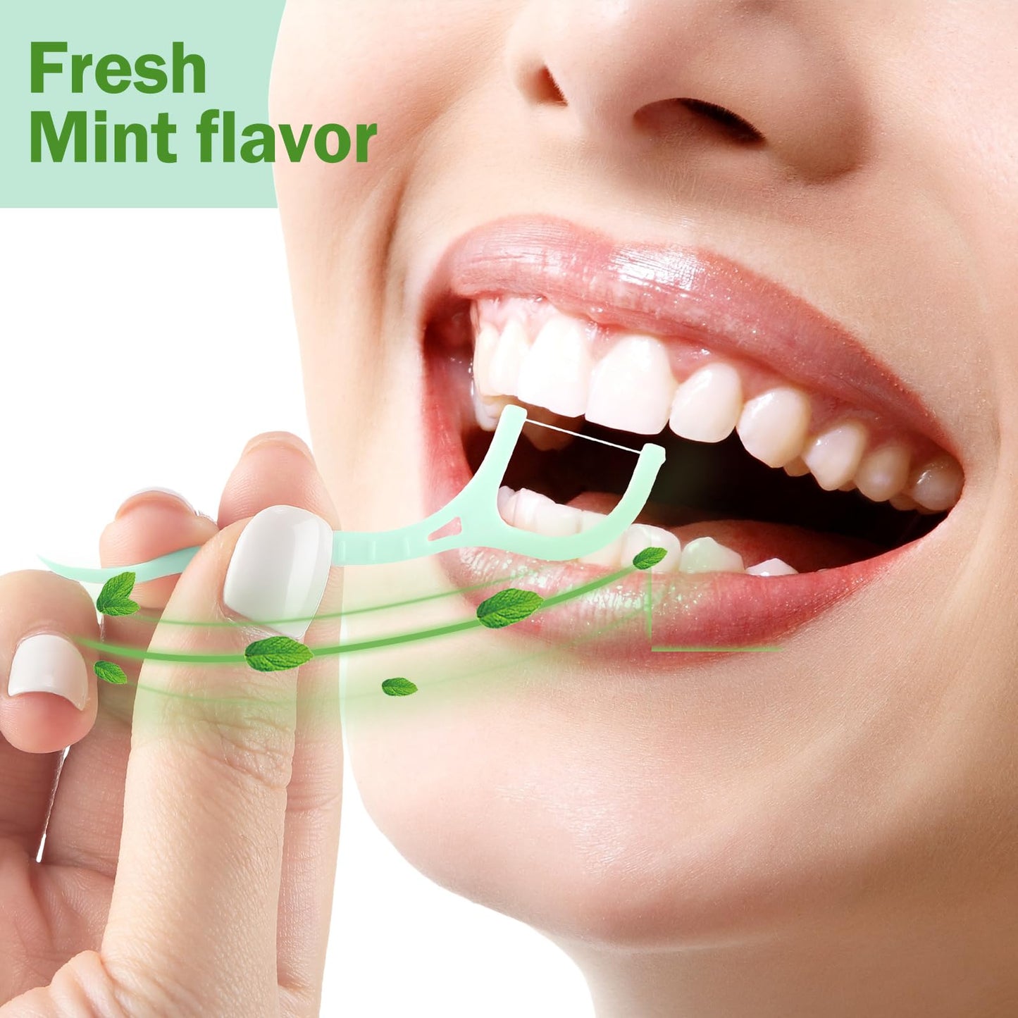 Maxcheck 2000 Count Green Mint Floss Picks Bulk | Natural Toothpicks & Dental Flosser
