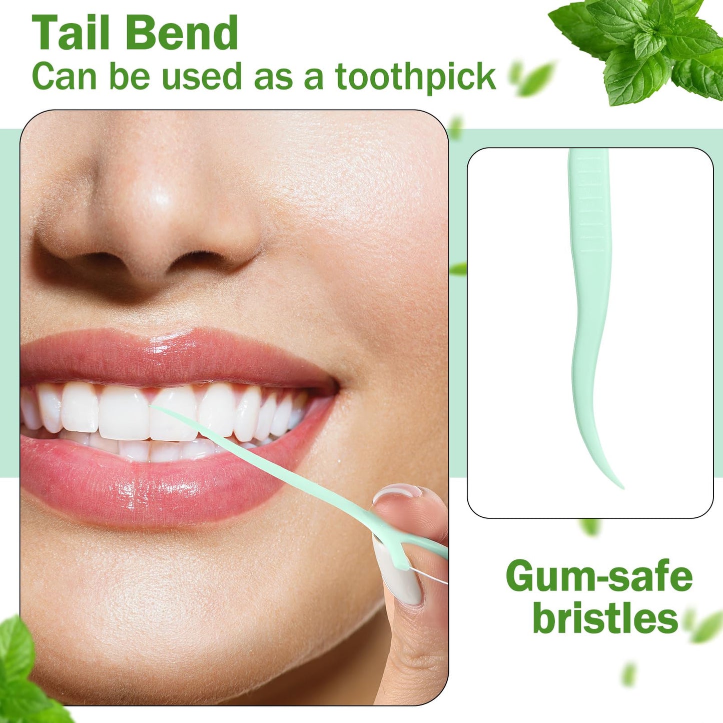 Maxcheck 2000 Count Green Mint Floss Picks Bulk | Natural Toothpicks & Dental Flosser