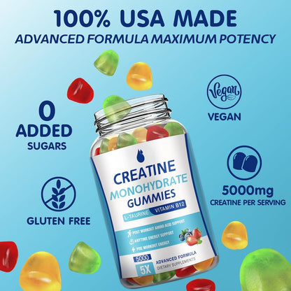 MaxHemp Creatine Monohydrate Gummies - 5g per Serving, Sugar Free & Vegan