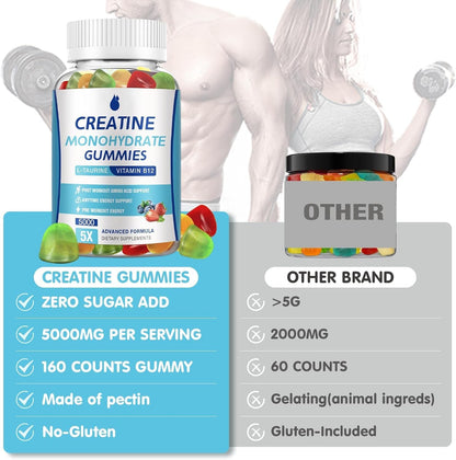 MaxHemp Creatine Monohydrate Gummies - 5g per Serving, Sugar Free & Vegan