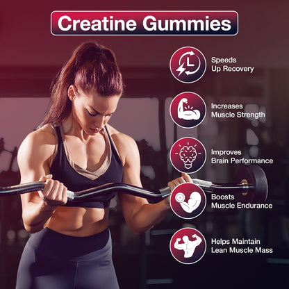 Maxhemphealth Creatine Monohydrate Gummies – Pre-Workout, Raspberry, 120 Count