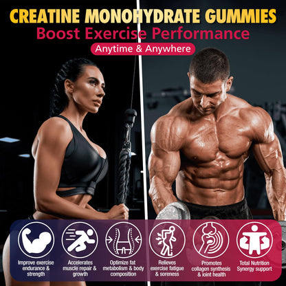 Maxhemphealth Creatine Monohydrate Gummies – Pre-Workout, Raspberry, 120 Count