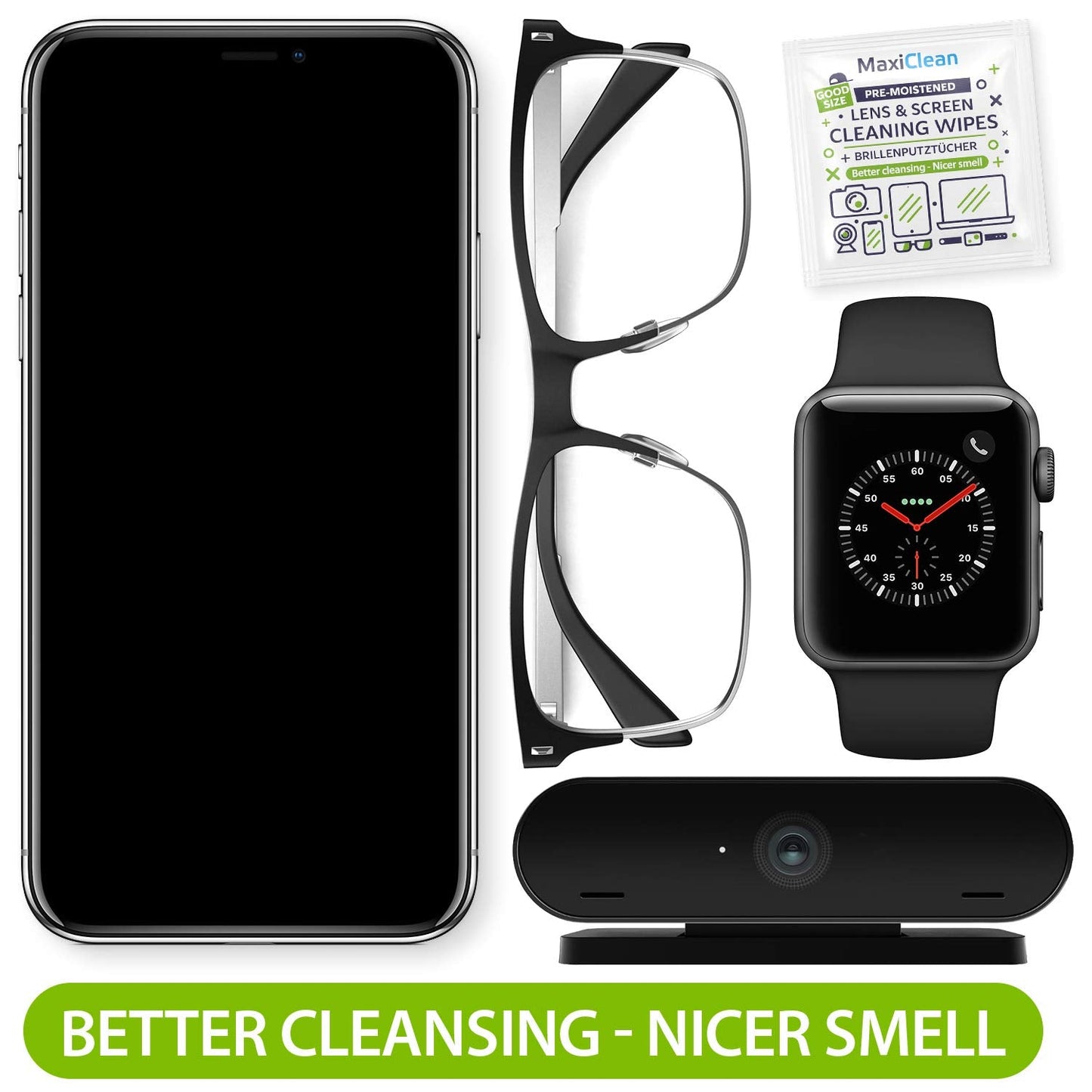 MAXI CLEAN 440 Pack Lens Wipes – Pre-Moistened Eyeglasses & Screens Cleaner