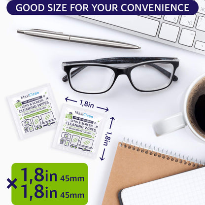 MAXI CLEAN 440 Pack Lens Wipes – Pre-Moistened Eyeglasses & Screens Cleaner