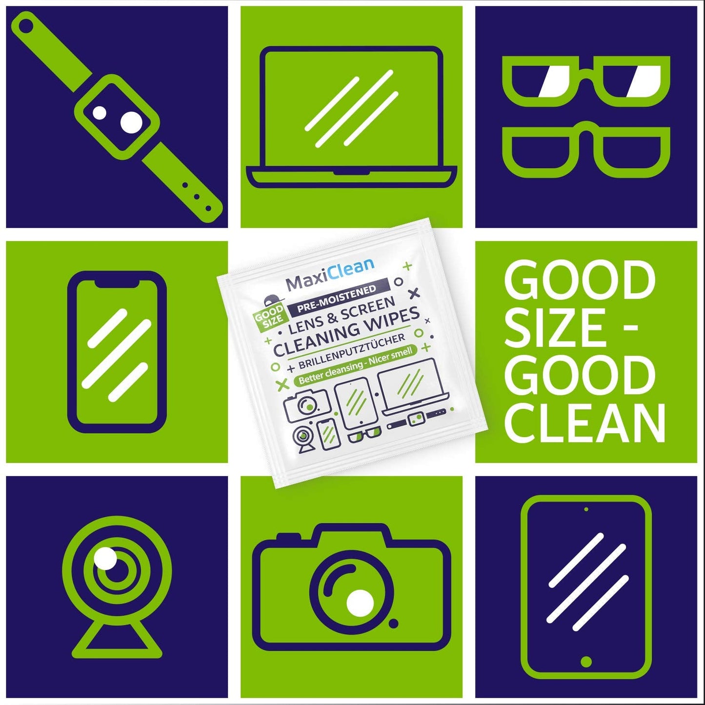 MAXI CLEAN 440 Pack Lens Wipes – Pre-Moistened Eyeglasses & Screens Cleaner