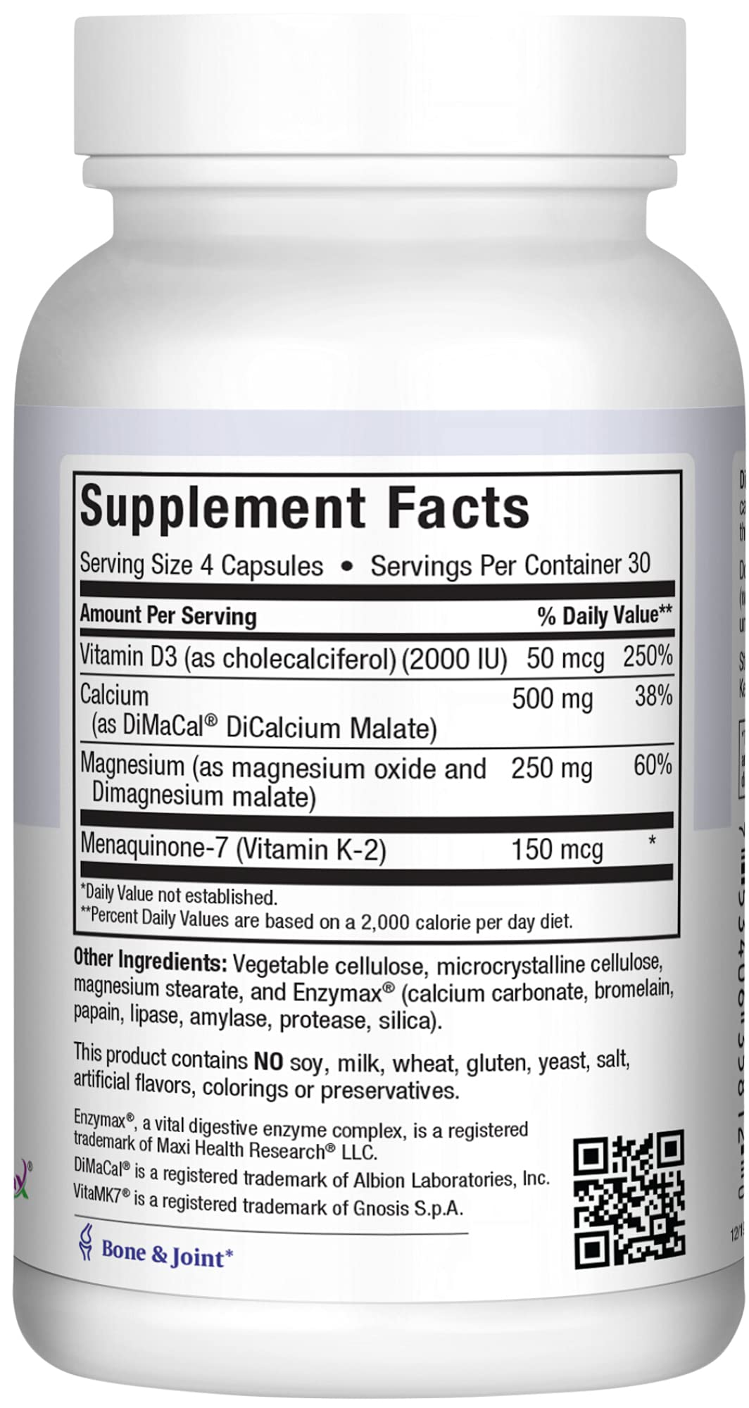 Maxi Health Calcium Magnesium Vitamin D3 K2 - Bone & Joint Support (120 Caps)
