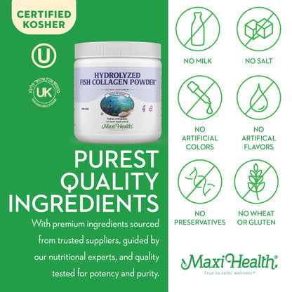 Maxi Health Collagen Peptides Powder – Marine Type I Unflavored Collagen for Joints, Skin, Hair & Nails (5.46 oz)