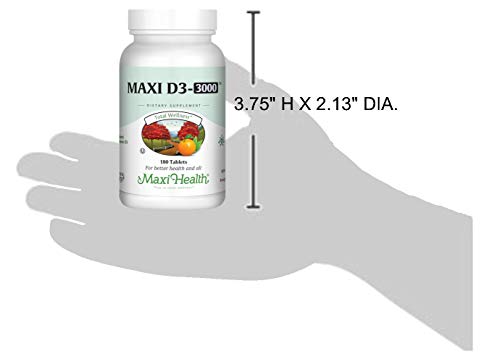 Maxi Health Vitamin D3 3000 IU (75 mcg) – 180 Tablets | Kosher, Non-GMO