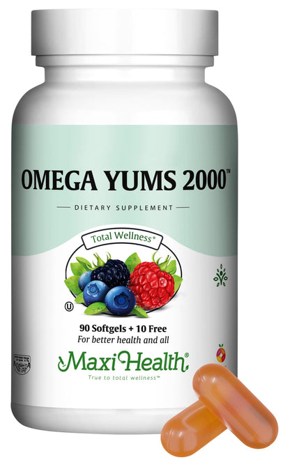 Maxi Health Fish Oil 2000mg – Omega-3 EPA/DHA Supplement for Adults & Kids | Fruity Burst | Kosher | 100 Softgels