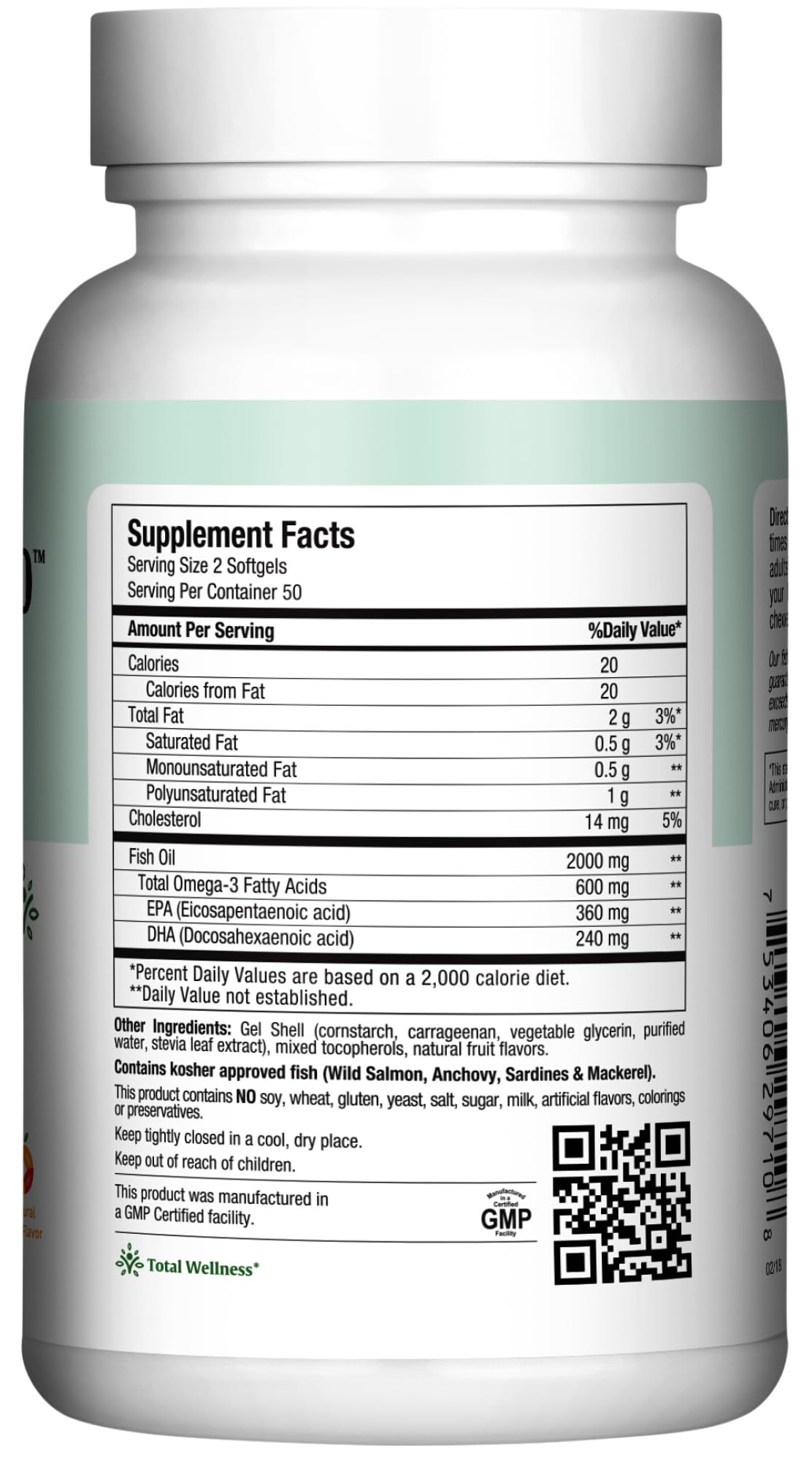 Maxi Health Fish Oil 2000mg – Omega-3 EPA/DHA Supplement for Adults & Kids | Fruity Burst | Kosher | 100 Softgels