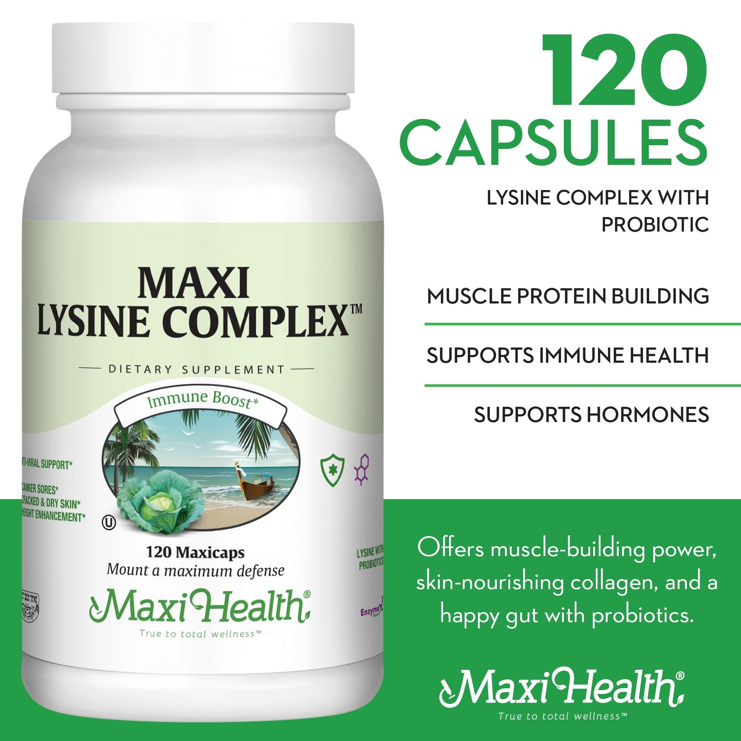 Maxi Health Lysine Complex with Probiotics - L-Lysine 1000mg | 60 Capsules