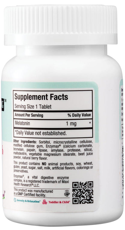 Maxi Health Mel-O-Chew 1mg Melatonin – Fast-Acting Sleep Aid with Enzymax | Kosher (100 Units)