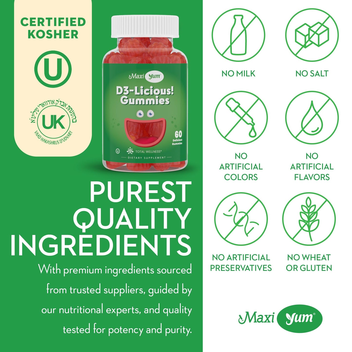 Maxi Health Vitamin D Gummies - 60 Count (1000 IU D3)