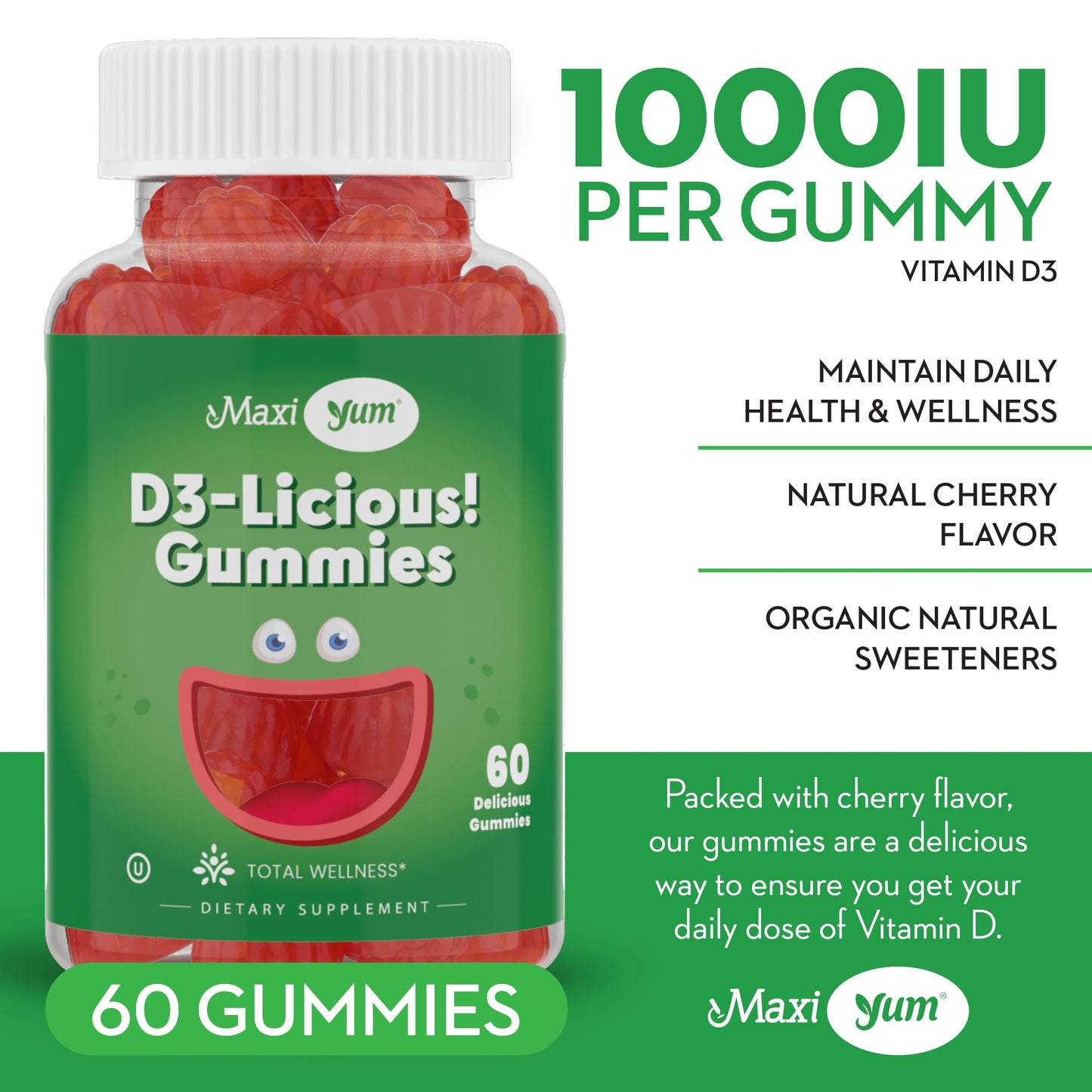 Maxi Health Vitamin D Gummies - 60 Count (1000 IU D3)