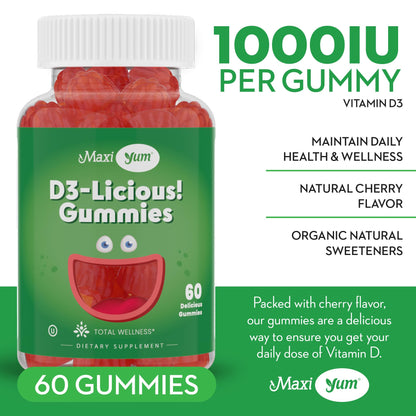 Maxi Health Vitamin D Gummies - 60 Count (1000 IU D3)