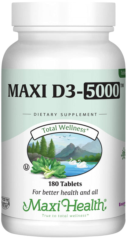 Maxi Health Vitamin D3 5000 IU – High Potency D3 (180 Tablets)