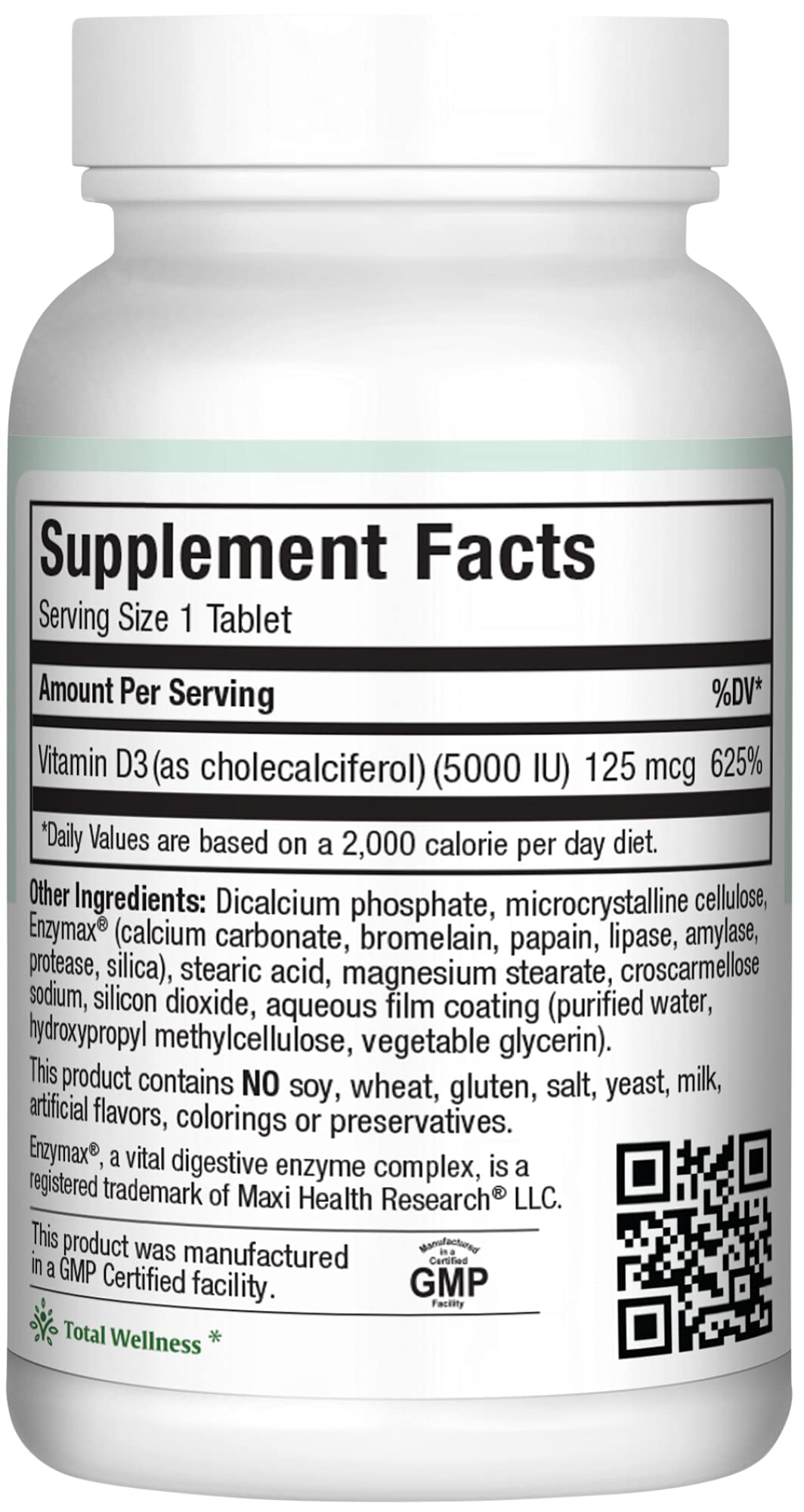 Maxi Health Vitamin D3 5000 IU – High Potency D3 (180 Tablets)