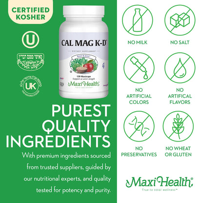 Maxi Health Calcium Magnesium Vitamin D3 K2 - Bone & Joint Support (120 Caps)