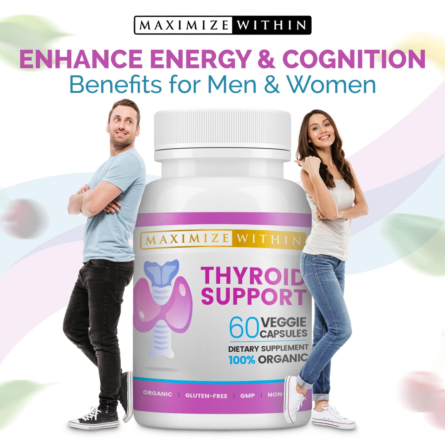 Maximize Within Thyroid Support for Women & Men | Focus, Clarity & Energy (60 Count, Pack of 2)