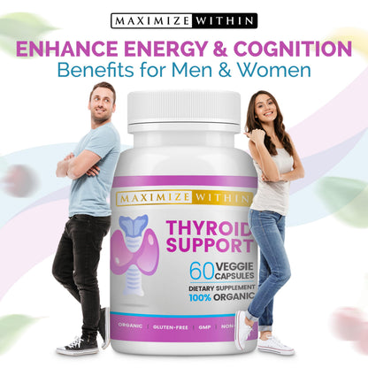 Maximize Within Thyroid Support for Women & Men | Focus, Clarity & Energy (60 Count, Pack of 2)