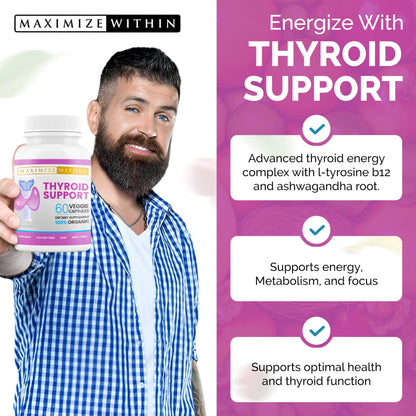 Maximize Within Thyroid Support for Women & Men | Focus, Clarity & Energy (60 Count, Pack of 2)