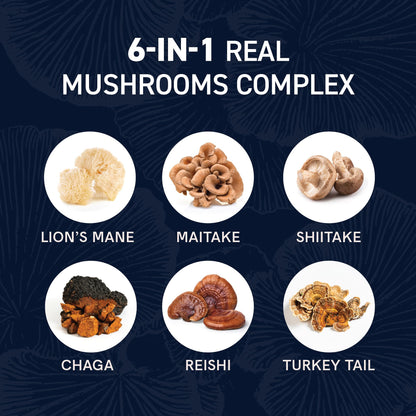 Mushrooms Liquid Drops Complex | Lions Mane & Turkey Tail | 2 Oz, 60 Servings | Non-GMO, Soy-Free