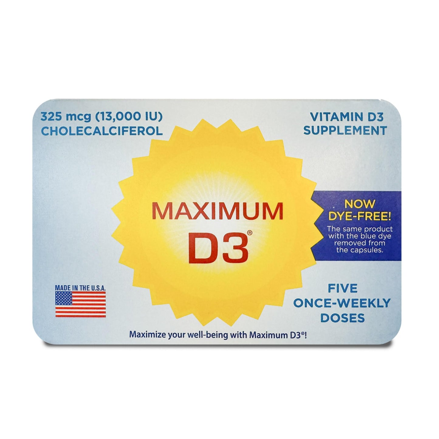 Maximum D3 13,000 IU – 5 Capsules Total (5-Week Supply) – Packaging May Vary