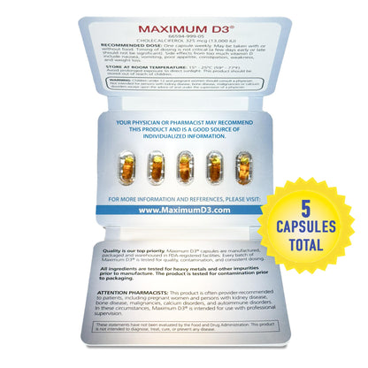 Maximum D3 13,000 IU – 5 Capsules Total (5-Week Supply) – Packaging May Vary