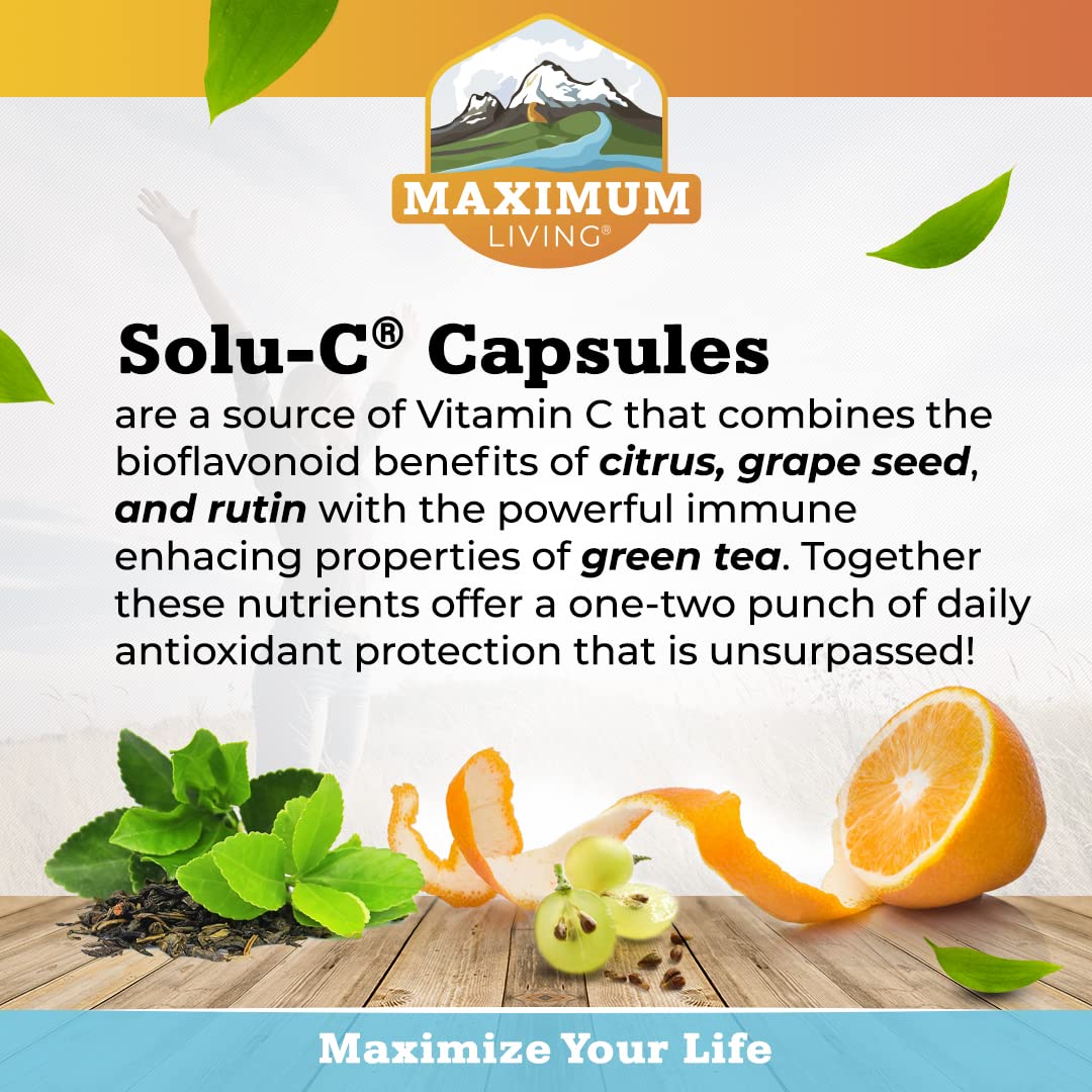 Maximum Living Solu-C with Green Tea - 120 Capsules | Vitamin C & Bioflavonoids