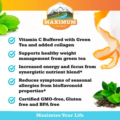 Maximum Living Solu-C with Green Tea - 120 Capsules | Vitamin C & Bioflavonoids