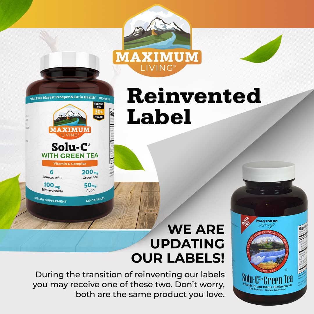 Maximum Living Solu-C with Green Tea - 120 Capsules | Vitamin C & Bioflavonoids