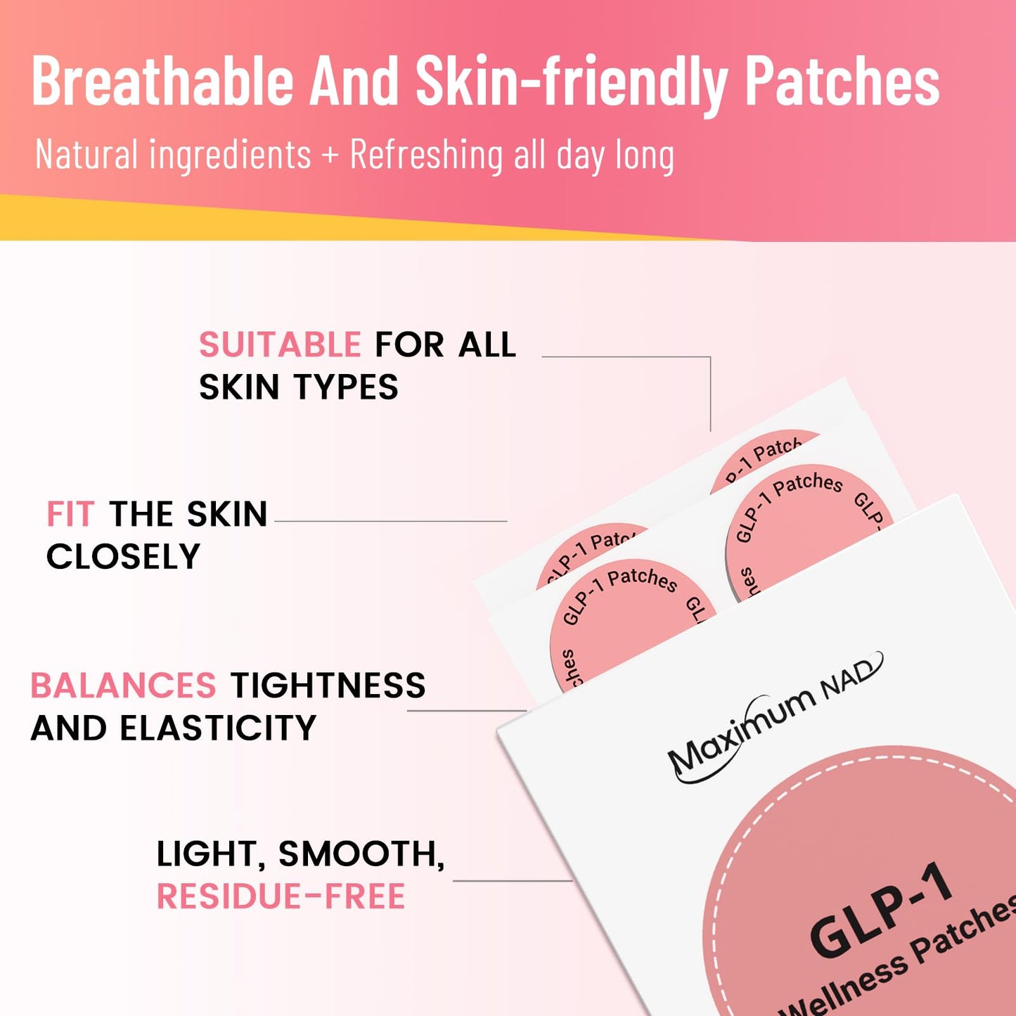 Maximum NAD GLP-1 Wellness Patches – 30 Count | Natural Ingredients, Easy to Remove