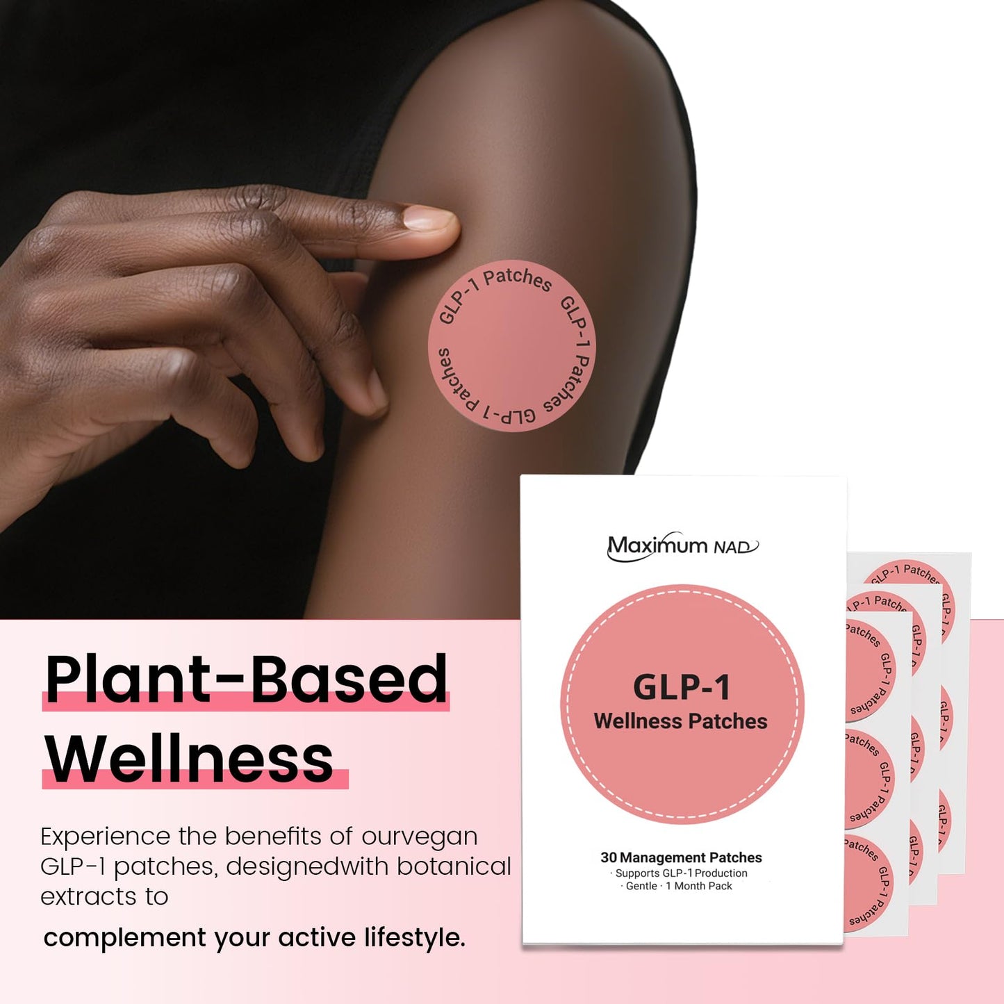 Maximum NAD GLP-1 Wellness Patches – 30 Count | Natural Ingredients, Easy to Remove