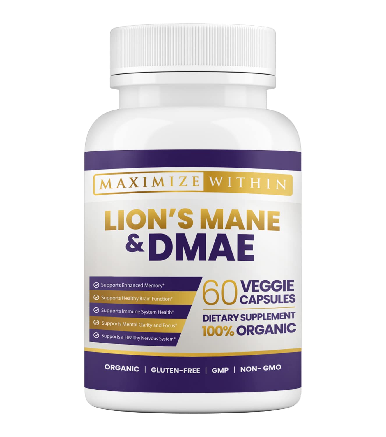 Maximum Slim Lion's Mane & DMAE Capsules – Memory & Focus Support (60 Caps)