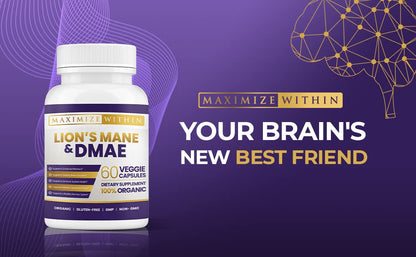 Maximum Slim Lion's Mane & DMAE Capsules – Memory & Focus Support (60 Caps)